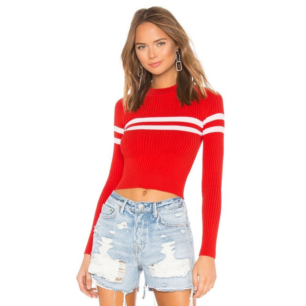 Superdown Shila Mock Neck Sweater Small Red New Year Fall Warm Cozy